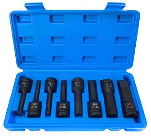 HUIOP Llave Allen Hexagonal,Juego de Dados de Impacto con Punta Hexagonal y Llave Allen de 1/2 pulg. H5-H19
