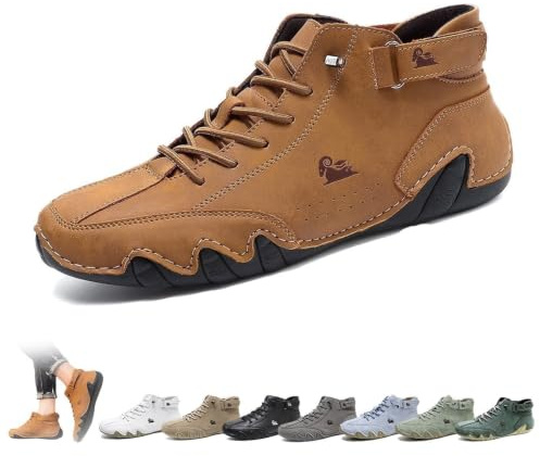 LOVEWLVNCL Italian Handmade High Boots Unisex Outdoor All-terrain Minimalist Beck Shoes Lightweight Breathable Non-slip Casual Barefoot Shoes For Hiking Camping & Driving Chukka Boots(Brown,40 EU)