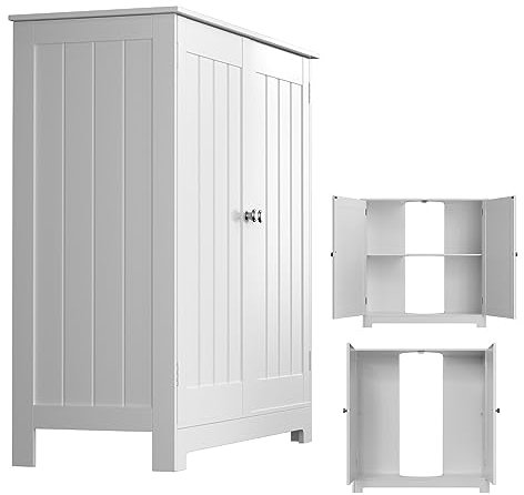 DMMFTERL Mobile per lavabo da Bagno sotto l'unità lavabo, armadietto portaoggetti, da appoggio con Doppie Ante e ripiano a 2 Livelli, Forniture per Il Bagno, Porta Carta igienica L 23,6'' x
