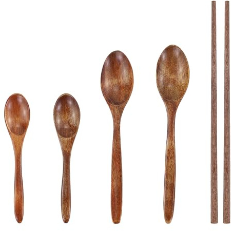 2 cuillères à riz, 2 cuillères à soupe et 1 paire de baguettes, petite cuillère à soupe naturelle Nanmu, grande cuillère à café en bois, cuillère en bois faite à la main, cuillère à soupe pour thé