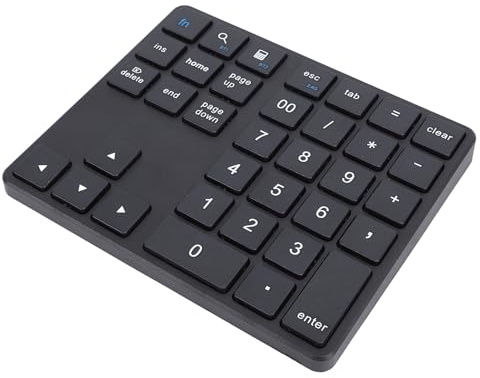 Yanmis WL Nummernblock, 2,4 G WL BT5.0 BT3.0 Ziffernblock, Externe 35 Tasten Numpad Finanzdateneingabetastatur für OS X, für Android Laptop PC Desktop Smartphone (Black)