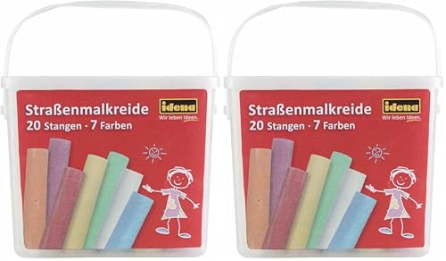 Idena 60042 20 Barras de Tiza para Calle, Caja Cuadrada, Multicolor, Unidad (Paquete de 2) Berlin