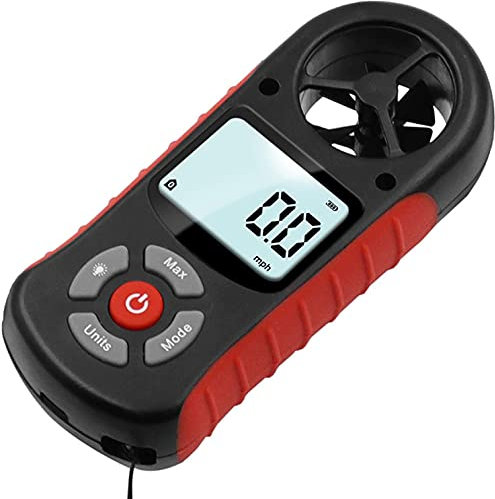 Anémomètre numérique Portable pour mesurer la Vitesse du Vent et la température, avec rétroéclairage et Mesure Max/Min, pour Les bouches d'aération CVC, la Navigation en Bateau et Le tir