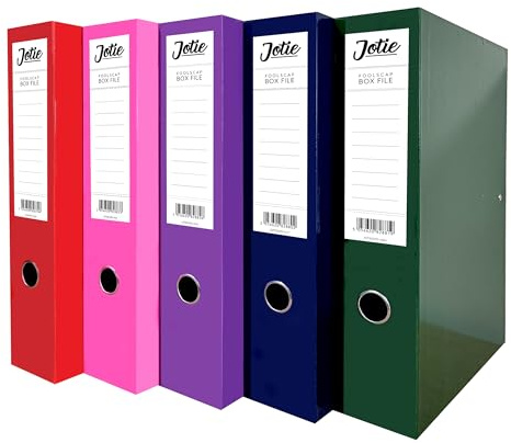 Box File with Lock Spring Ring Pull & Catch Glossy Finish 75mm Spine Ideal Document Organiser for Office School Paperwork Storage Foolscap Box Files