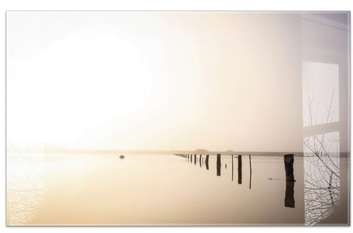 timalo Küchenbild aus Acrylglas modernes Wandbild Glasbild Deko Küche XXL Acryl-Bild wie Glas | 80x50cm See in der Abendsonne, Sonnenuntergang Natur