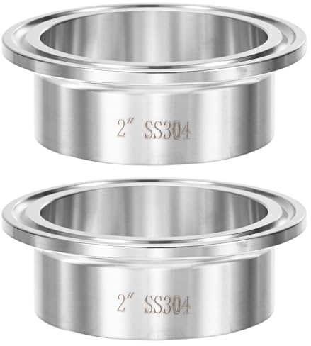 M METERXITY 2-Pack Tri Sanitary 2 in Clamp Ferrule Fittings to 51mm Top Outer Diameter Stainless Steel Pipe Fitting for Food/Beverage/Home Brew Adapter Connector, Ferrule OD 64mm