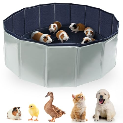 IDUNSEED 80 x 30 cm Recinto Per Piccoli Animali, Impermeabile, Pieghevole, Per Conigli, Lepri, Galline, Gattini, Cuccioli, Criceti, In PVC, Utilizzabile Anche Per Lavare Galline E Anatroccoli, Grigio