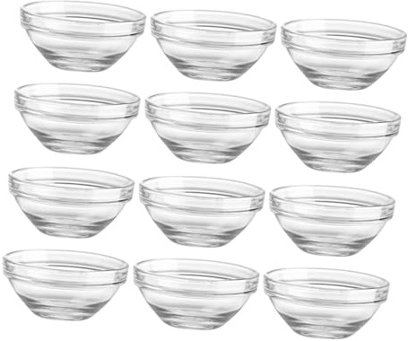 FUNOMOCYA 12 Ciotole in Vetro Rente Per Dessert Ciotole Per Gelato Da Cucina Set Da 12 Pezzi Adatte Per Salse e Preparazioni Realizzate in Vetro Dimensioni Grandi 7.5cm