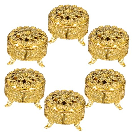 Yardenfun Runde Geschenkboxen Elegante Vintage Bonboniere aus Pp mit Deckel 6 Stück in Gold für Hochzeitsfeiern und Vielseitige Verwendung