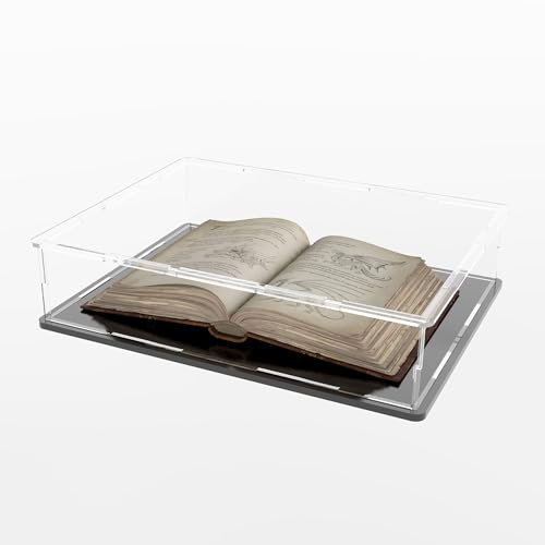 CANCLEAR Acryl-Vitrine für Sammlerstücke, Bücher und Medaillen, transparente Vitrine mit dickem Boden und Deckel zum Schutz und Präsentieren, 40,6 x 33 x 10,2 cm