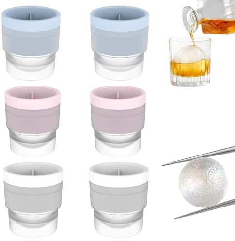 6 StüCk EiswüRfel Rund,Runde EiswüRfel,FüR Runde EiswüRfel Ideal FüR Whisky Cocktails Und GeträNke Leicht Entnehmbar Wiederverwendbare EiswüRfelform Kugel Rund