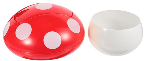 Homoyoyo Mini Poubelle de Bureau en ABS Rouge et Blanc de Champignon Seau à Déchets Ménagers Compact Corbeille à Papier Décorative pour Table de Chevet Salon et Appartement