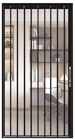 Inredningsdörr av typen dragspel, Invändig PVC Akryl Dragspelsdörr Med Lås Rumsavdelare Flerfärgad Flera Storlekar(Black,140x180cm)