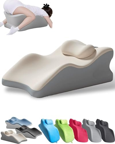 AIUTG Oreiller compensé en Mousse à mémoire de Forme, Coussin de Soutien Ergonomique avec Housse Amovible Lavable, Oreiller incliné for la Lecture, la détente, la méditation(White)