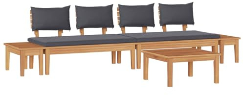 Runheo Gartensofa-Set 5-teilig, Braun und Grau, Polyrattan & Stahl, modernes Design, wetterfest für Terrasse, Balkon, Garten, inklusive Kissen, 4-Sitzer, pflegeleicht, 122x70x66 cm Eckbank