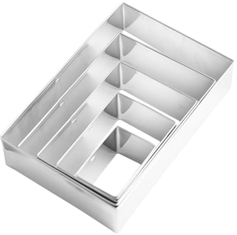 NUOBESTY Set di 5 Tagliabiscotti Rettangolari in Acciaio Inox, Strumenti per Pasticceria Facili da Pulire, Adatti a Biscotti, Torte e Pasticcini per Uso Professionale e Casalingo
