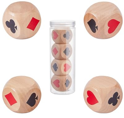 DICOSMETIC Lot de 4 marqueurs en bois - 4 cm - Extra large - Pour jeux de cartes Pinochle Bridge