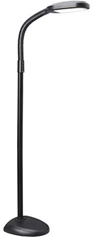 Verilux SmartLight Full Spectrum LED Modern Floor Lamp with Adjustable Brightness, Flexible Gooseneck and Easy Controls - Reduces Eye Strain and Fatigue - Ideal for Reading, Artists, Craft (Black)