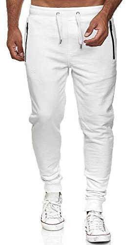 RED BRIDGE Pantalone Sportivo per Uomo Joggers Tuta in Cotone Bianco L