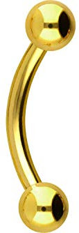 PIERCINGLINE Titan Bauchnabelpiercing BANANE Gewinde Piercing Ohr Bauch Auge Lippe Goldfarben 1,6 x 12 mm