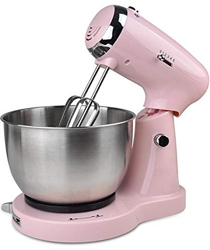 POOPFIY Batidora de pie 3.2L 1500W 6 Velocidad Alimentos Mezcladores batidora de Cocina Mezclador eléctrico con Acero Inoxidable del Recipiente de Mezcla/el Gancho amasador/Batir/batidor,Rosado