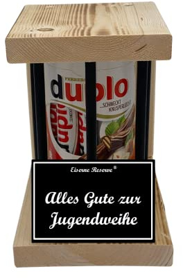 duplo Riegel - Notfall Reserve - Black Edition - Alles Gute zur Jugendweihe - Jugendweihe Geschenk - Die süße lustige Geschenkidee aus Holz für Männer und Frauen