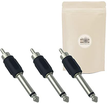 3X Adaptateur Gros jack 6,35 mm Mono vers RCA Male audio hifi