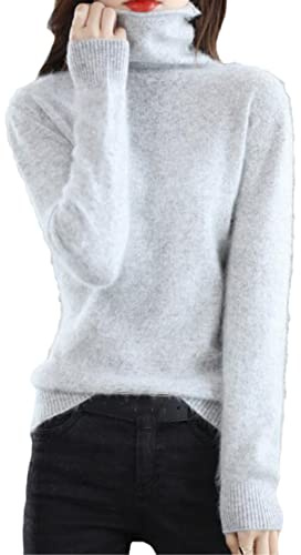Vinter mink kashmir tröja dam vardaglig solid pullover tröja tröja basic lös polotröja blus toppar, Ljusgrå9, XS