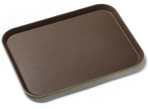 Forgast Bandeja Rectangular para Servir | Tamaño 51x38 cm | Plástico con Superficie de Goma Antideslizante | Bandeja Decorativa | Bandeja de Camarero | Color Marrón y Verde camareros