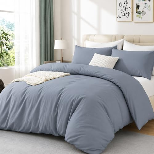 100% Cotton Double Duvet Cover Set with 2 Pillowcase (200x200)cm Light Grey