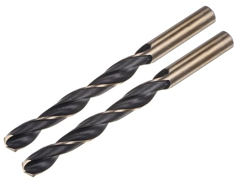 sourcing map 2 brocas Jobber de 12 mm, nitruro negro y revestimiento de titanio dorado M2 de acero de alta velocidad (HSS) para acero inoxidable, aleación de aluminio y metal