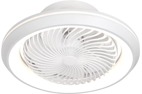 DUPI Ventilador Plafon de Techo con Luz Led GIRATORIO, Amplia cobertura de aire gracias a su función oscilante 360º. 6 Velocidades, color led regulable 3000K-4000K-6500K. Mando a distancia (Blanco)