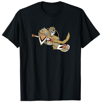 Ice Hockey Goalie in Mask Gloves Knight Armor Logo T-Shirt