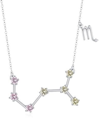 CHENGHONG Sternzeichen Kette Skorpion Kette 925 Sterling Silber Sternzeichen Skorpion Anhänger Halskette mit Geburtsstein Schmuck Geburtstag Geschenke für Frauen Mädchen