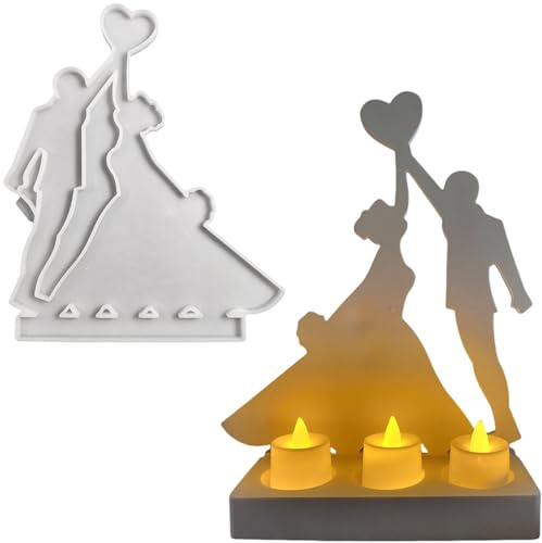 ALEFBET Silikonformen Gießformen, Silikonform Kerzenhalter Groß, Neues Konzept zur Herstellung Ihrer eigenen Kerzenhalter, Gipsformen zum Gießen (Einsatz - Hochzeit B) S0531