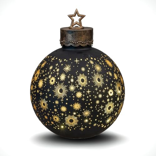 formano Dekorativ kula, svart, 35 cm med LED-ljus, timer, upplyst glasboll, dekoration, juldekoration, bord, hylla, dekorativ kula, 6 h/18 h, timer, julkula att ställa in