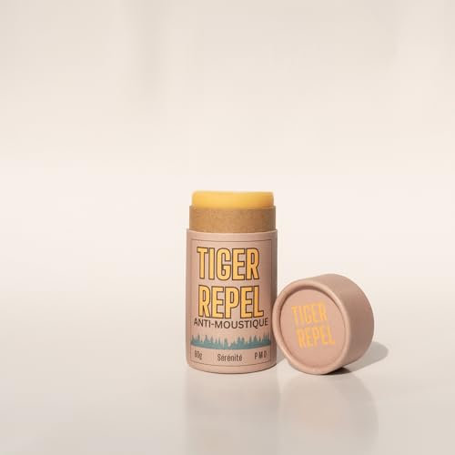 TIGER REPEL - Sérénité | Répulsif Stick Anti Moustique Tropicale | Sans plastique | Protection Efficace avec Citriodiol, Beurre de Karité Bio et Lavande Bio – Pour Adultes et Enfants dès 6 Mois