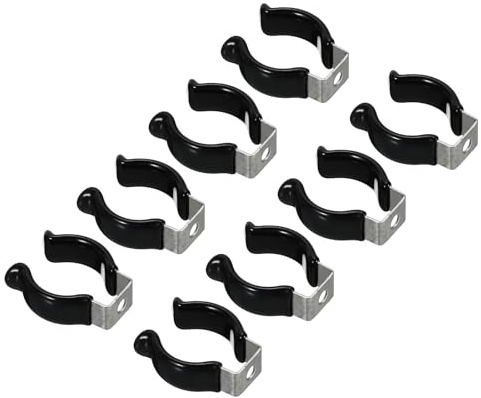 TOP-VIGOR 8 soportes de clip T8 U para bombilla LED, soporte de montaje de tubo fluorescente de acero inoxidable, abrazaderas de tubería, soporte de resorte para evitar la flacidez, color negro