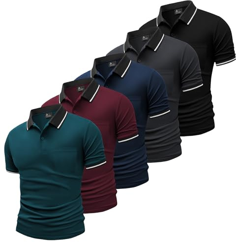 SwissWell Polo Uomo Maniche Corte Pacco da 5 Polo da Golf Tennis T Shirt Leggera e Traspirante