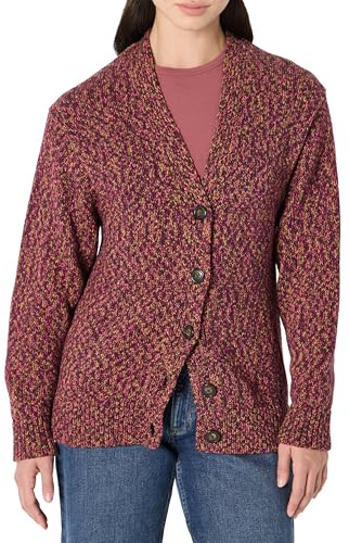 Amazon Essentials Cardigan Pesante Multicolore con Bottoni, Vestibilità Oversize Donna, Bordeaux Mélange, M