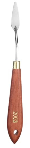 QUARKZMAN Couteaux à Peinture Outil De Peinture 1.57 x 0.47 Rouge/Argent | Lame En Acier Inoxydable En Forme De Larme, Spatule Couteaux à Peinture Avec Trou Manche En Hêtre, 7.68 Longueur
