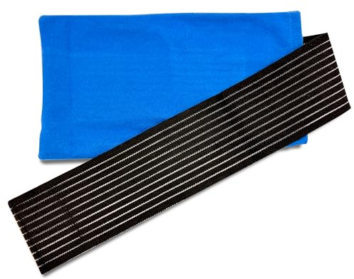Funda para bolsa de gel frío/calor con banda elástica ajustable 26×15 cm, acolchado, lavable y reutilizable; sujeción antideslizante para bolsa de gel en rodilla, cervicales, hombro, lumbar, muslo