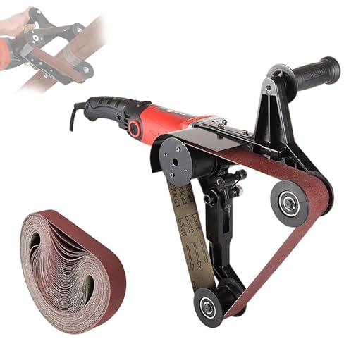 Levigatrice per tubi, levigatrice a nastro per tubi, lucidatrice per tubi, 800 W, elettrica, 50 nastri abrasivi, 6 velocità regolabili, strumento di levigatura portatile per la rimozione del