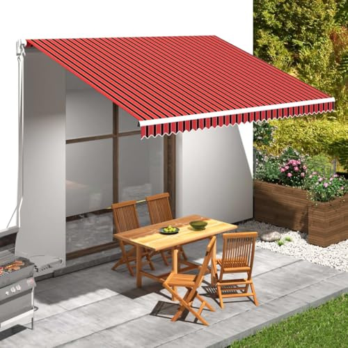 Store Pergola Extérieur, Toile d'auvent Orange et Marron 450x300 cm, cloison de Separation Interieur pour Balcon, terrasse et Jardin