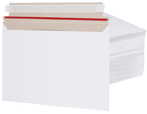 SYUTBOU 100 stycken fraktpåsar A5, 25 x 16 cm vita kuvert av kartong, A5 fraktpåsar självhäftande för kontor, butik