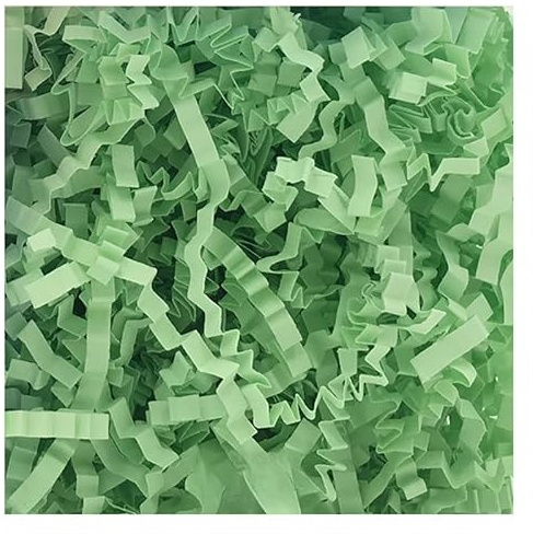 Presentkorgsfyllning strimlat papper, Crinkle Cut Glitter Strimlat Pappersfyllmedel Flerfärgad 100-500g(Light Green,100g)