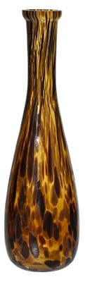 Vas glas 29,5 x 9 cm i flaskform med sprängsköldpadda mönster – dekorativ flaska – vardagsrumsdekoration – glasflaska – bordsvas blomvas dekorativ vas – brun-gult guld