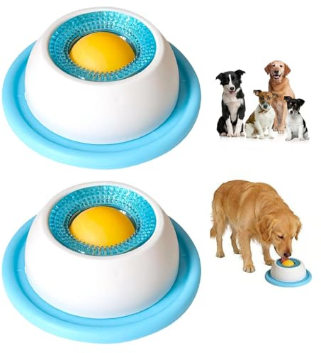 ZyxIon Schleckball Hund, 2Pcs Dog Licking Bowl, Leckspielzeug Hunds für Hunde und Katzen, Schleckball Hund Leckt Futternapf mit Integrierter Drehkugel (Blau)
