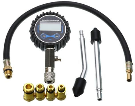 KIXZSAZ Probador de compresión de Motor Coche con Pantalla Digital Universal, Detector Fugas, medidor presión con Herramienta Prueba automóvil deflación