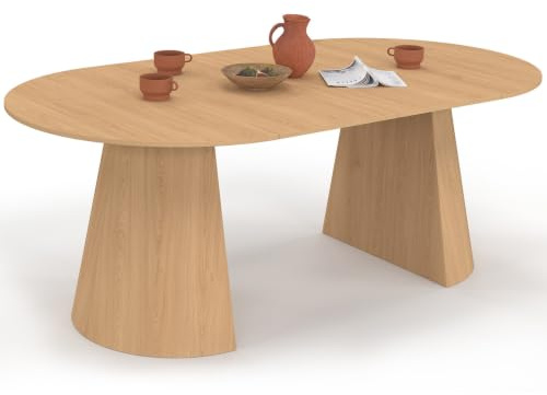IDMarket - Table à Manger Ronde Extensible Angele 4-10 Personnes 110-200 cm